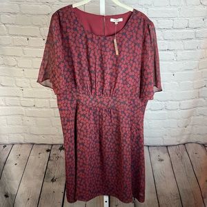 NWT Madewell Slowdance silk Marimba Floral Short Sleeve Dress sz 14